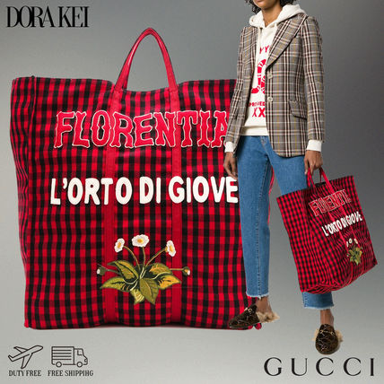 GUCCI Other Plaid Patterns Casual Style Totes 