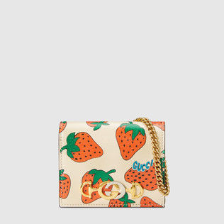 GUCCI 2019 20AW Gucci Zumi Strawberry Print Card Case Wallet 570660 08PAX 9036 