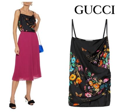 GUCCI Flower Patterns Silk TanksCamisoles 
