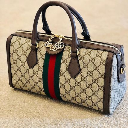 GUCCI GG Supreme 2020 SS Monogram Unisex 2WAY Leather Logo BostonDuffles 