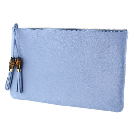 GUCCI 2019 20AW Plain Leather Logo Clutches 449653 CA00G 