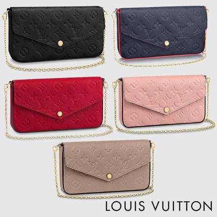 Louis Vuitton MONOGRAM EMPREINTE Monogram Calfskin Chain Leather Chain Wallet Logo 