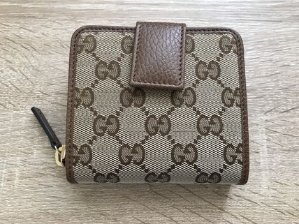 GUCCI Monogram Bi color Leather Handmade Folding Wallet 