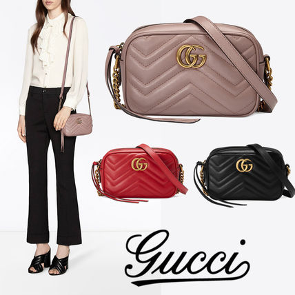 GUCCI GG Marmont 2018 SS Calfskin Plain Elegant Style Crossbody Shoulder Bags
