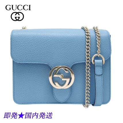 GUCCI Casual Style Plain Leather Elegant Style Crossbody