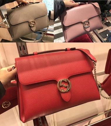 GUCCI GG Marmont Blended Fabrics A4 2WAY Chain Plain Leather Handmade 