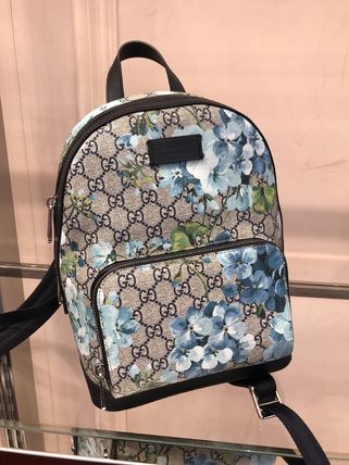 GUCCI Flower Patterns Monogram Casual Style Leather PVC Clothing 