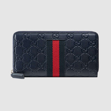 GUCCI 2017 18AW Gucci Signature Web Zip Around Wallet