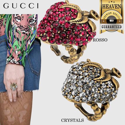 GUCCI 2020 SS Strawberry Ring With Crystals