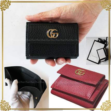 GUCCI GG Marmont 2018 SS Unisex Plain Leather Small Wallet Folding Wallets