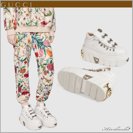 GUCCI 2019 Cruise Leopard Patterns Platform Plain Toe Casual Style Studded 