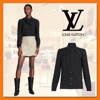 Louis Vuitton 2020 21AW Elegant Monogram Jacquard Lavaliere Blouse