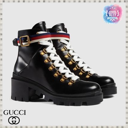 GUCCI 2019 SS Leather Ankle Boot With Sylvie Web