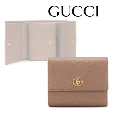 GUCCI Plain Leather Folding Wallets 
