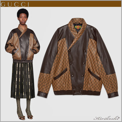 GUCCI 2018 19AW Short Monogram Street Style Leather Oversized Logo 
