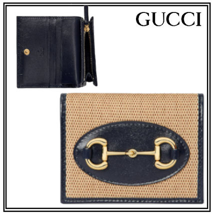 GUCCI 1955 Horsebit 2020 21AW Unisex Canvas Leather Folding Wallet Small Wallet