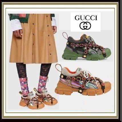 GUCCI Casual Style Suede Studded Street Style Leather Logo 537355 GGZ30 1261 