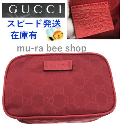 GUCCI Nylon Plain Logo PouchesCosmetic Bags 