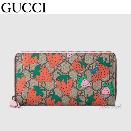 GUCCI GG Supreme Leather Long Wallet Logo Long Wallets 
