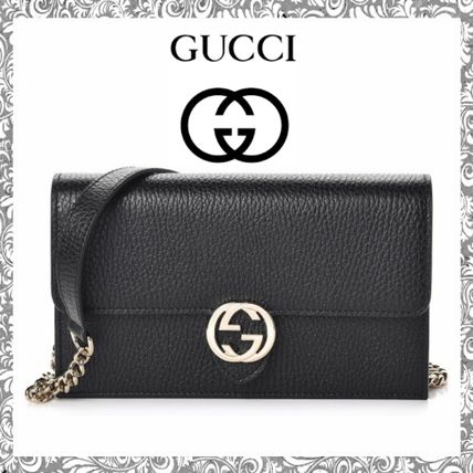 GUCCI 2018 19AW 2WAY Chain Plain Leather Elegant Style Crossbody 