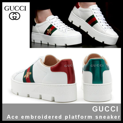 GUCCI Ace 2019 20AW Casual Style Unisex Street Style Leather Elegant Style 