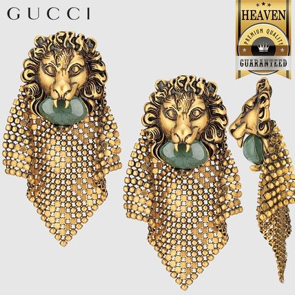GUCCI 2020 SS Lion Head Mesh Earrings 605912 I4620 8067 
