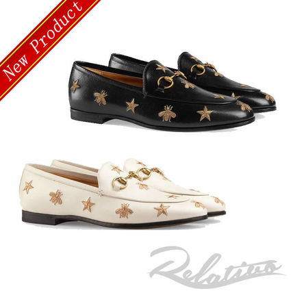 GUCCI Jordaan 2020 SS Star Round Toe Leather Elegant Style Logo