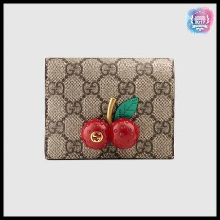GUCCI 2019 SS Gg Supreme Card Case Wallet With Cherries
