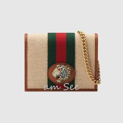 GUCCI Canvas Chain Plain Folding Wallet Small Wallet Logo 