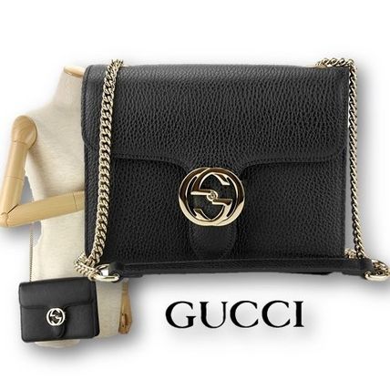 GUCCI Plain Elegant Style Crossbody Formal Style Logo 