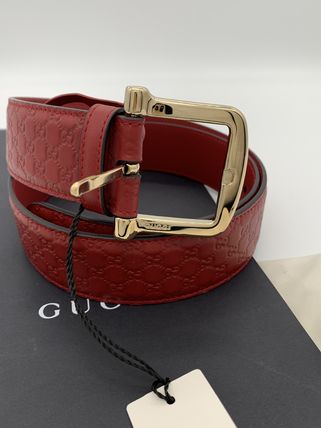 GUCCI Unisex Nylon Leather Logo Belts 