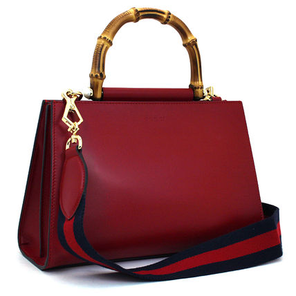 GUCCI Calfskin 2WAY Plain Handbags 