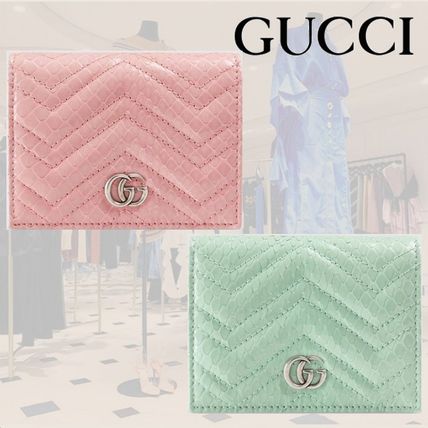 GUCCI GG Marmont 2020 SS Plain Folding Wallet Logo Card Holders