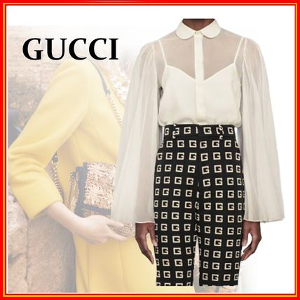 GUCCI Silk Organdy Shirt With Pleated Sleeves 621204 ZHM35 9303 