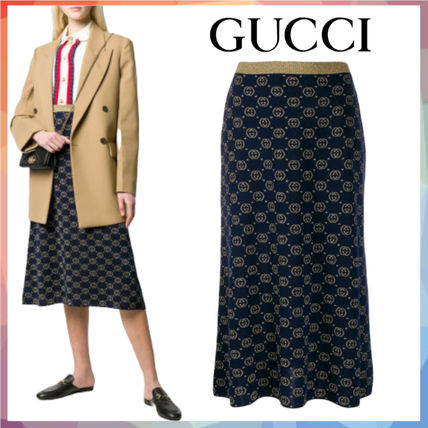 GUCCI 2020 SS Monogram Casual Style Wool Long Logo Maxi Skirts 605923 XKAHT 4597 