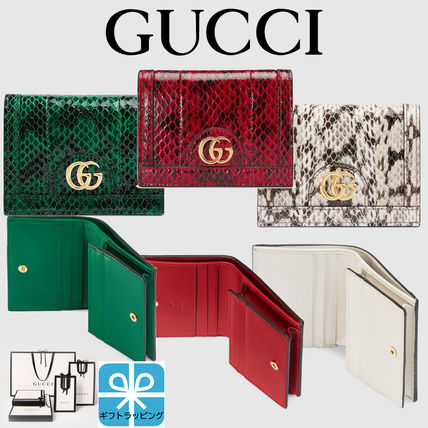 GUCCI Ophidia 2019 20AW Leather Python Folding Wallet Small Wallet Logo 