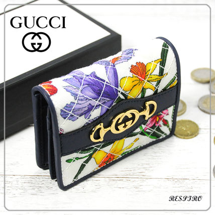 GUCCI Ophidia Flower Patterns Canvas Folding Wallet Small Wallet 