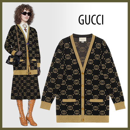 GUCCI Wool Long Sleeves Medium Logo Cardigans 