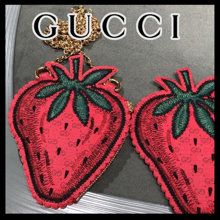 GUCCI 2019 20AW Canvas Chain Small Wallet Chain Wallet Card Holders 