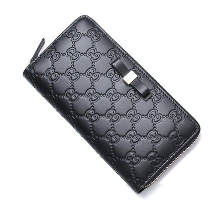 GUCCI 2017 SS Plain Leather Long Wallets 