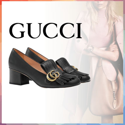 GUCCI GG Marmont 2020 SS Leather Mid Heel Pump 408208 C9D00 1000 