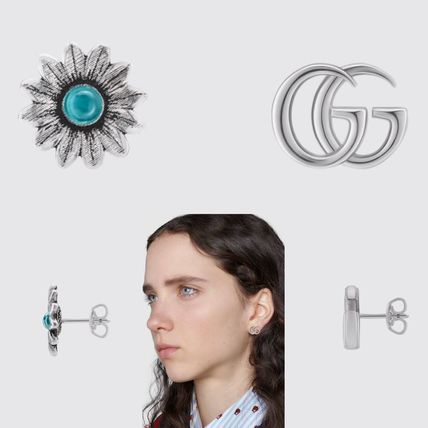 GUCCI Double G Flower Stud Earrings 527344 
