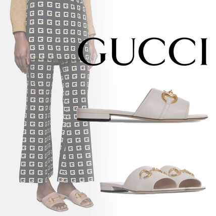 GUCCI 2020 SS Open Toe Casual Style Street Style Plain Leather Slippers 