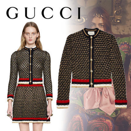 GUCCI GUCCI Lame Blend Cardigan with Web #411532 