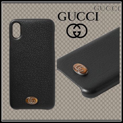 GUCCI 2020 SS Plain Leather iPhone X iPhone XS iPhone XS Max Logo 
