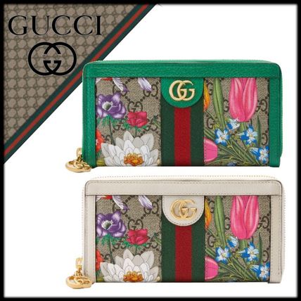 GUCCI 2019 SS Online Exclusive Ophidia Gg Flora Zip Around Wallet