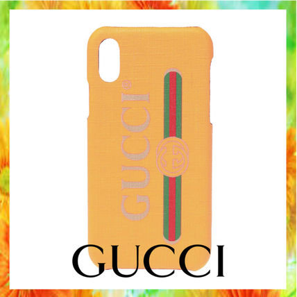 GUCCI 2018 19AW Leather iPhone X iPhone XS Logo Smart Phone Cases 