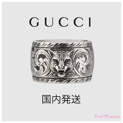 GUCCI 2019 20AW Wide Silver Ring With Feline Head 433573 J8400 0811 