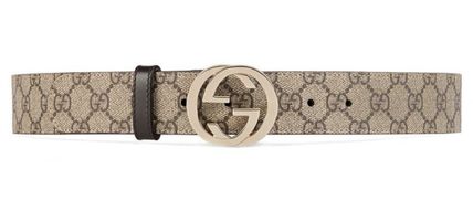 GUCCI GG Supreme Street Style Leather Logo Belts 