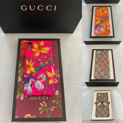 GUCCI Flower Patterns Tropical Patterns Leather iPhone X iPhone XS 